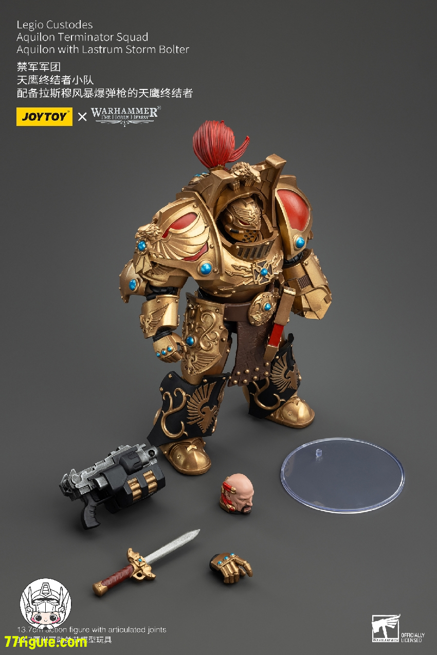 【品切れ】ジョイトイ JoyToy Source 1/18 『ウォーハンマー ホルスの異端』レギオ・クストデス アキロン・ターミネーター部隊 アキロン ラストラム ストーム ボルター付き 塗装済み可動フィギュア