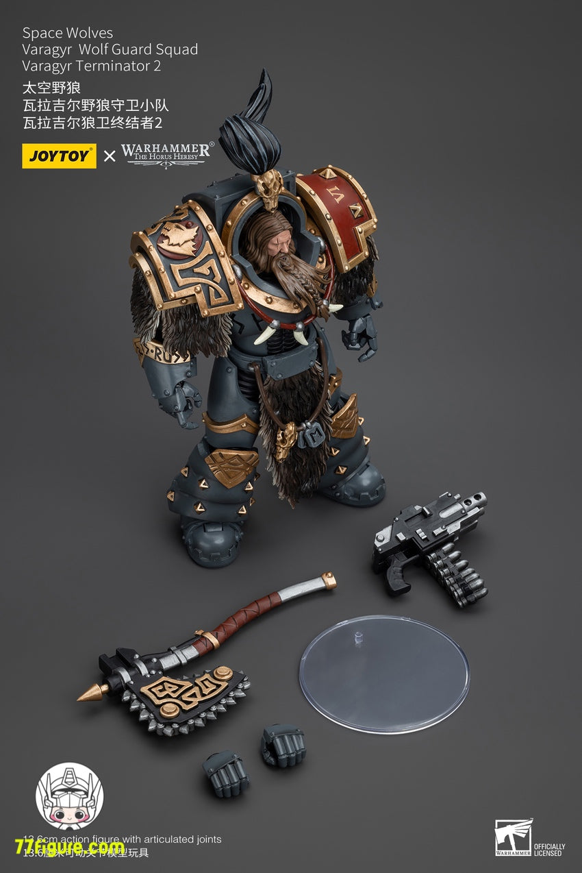 【品切れ】ジョイトイ JoyToy Source 1/18 『ウォーハンマー ホルスの異端』スペース ウルブズ ヴァラージール ウルフ ガード分隊ヴァラージール ターミネーター 2 塗装済み可動フィギュア