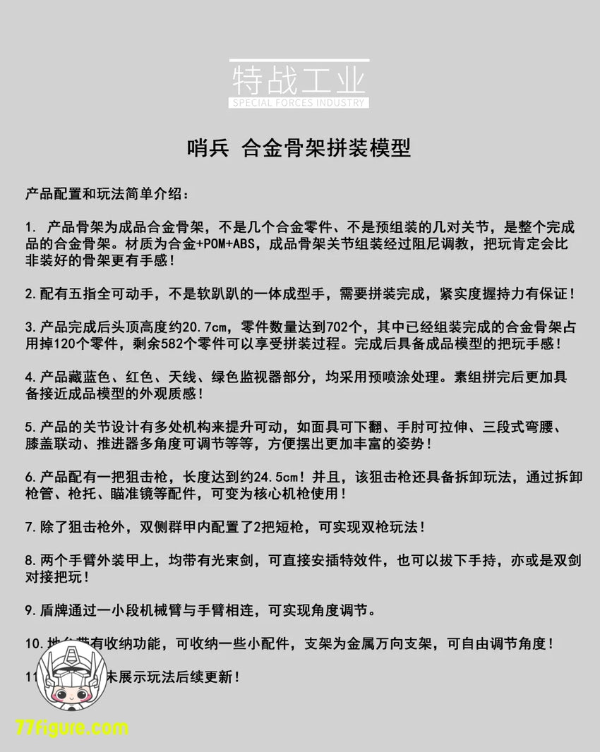 【品切れ】Special Forces Industry 特戦工業 1/100 哨兵 プラモデル