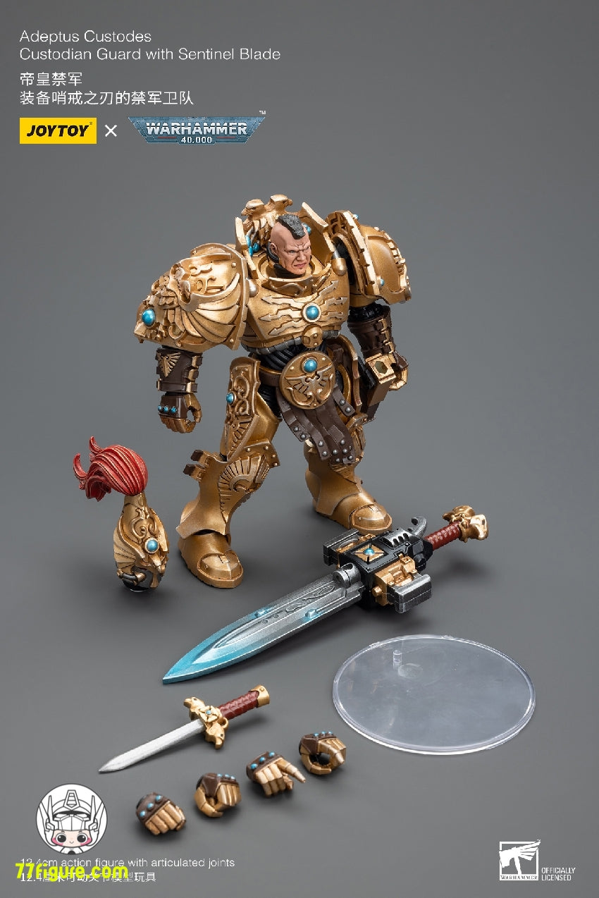 【品切れ】ジョイトイ JoyToy Source 1/18 『ウォーハンマー40K』アデプト・ガーディアンズ・カストディアン・ガード - センチネル ブレード付き 塗装済み可動フィギュア
