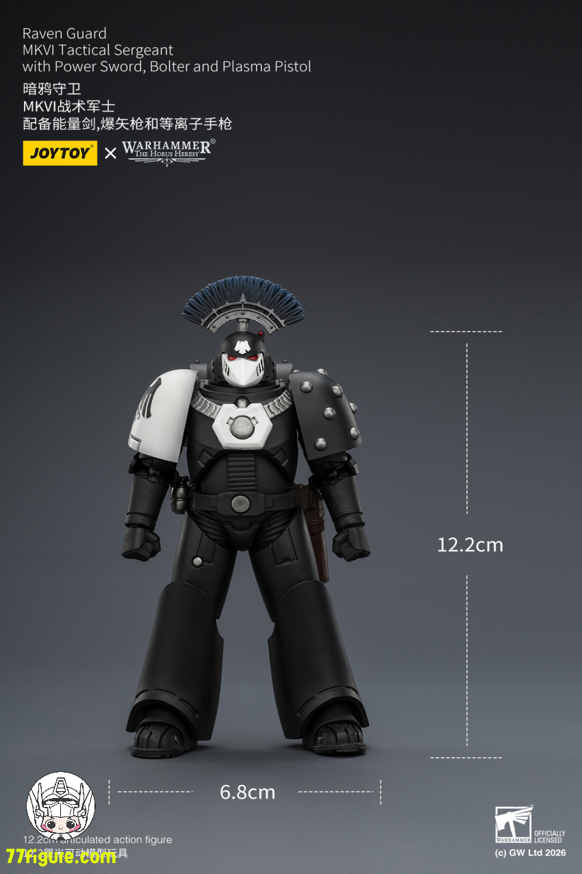 【予約商品】ジョイトイ JoyToy Source 1/18『ウォーハンマー ホルスの異端』レイヴンガード MKVI タクティカル サージェント パワーソード ボルター プラズマピストル付き 塗装済み可動フィギュア