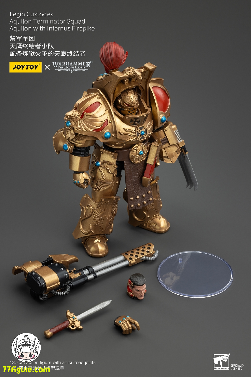 【品切れ】ジョイトイ JoyToy Source 1/18 『ウォーハンマー ホルスの異端』レギオ・クストデス アキロン・ターミネーター部隊 アキロン インフェルナス ファイアパイク付き 塗装済み可動フィギュア