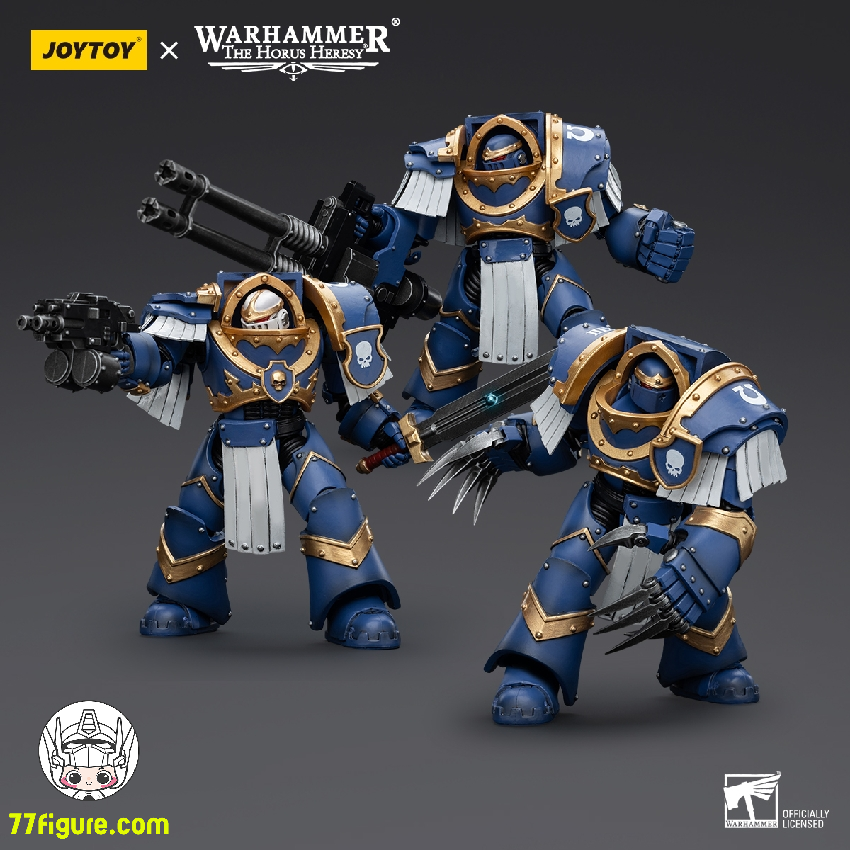 【品切れ】ジョイトイ JoyToy Source 1/18 『ウォーハンマー ホルスの異端』ウルトラマリーンズ カタフラクティ ターミネーター 分隊 三体セット 塗装済み可動フィギュア