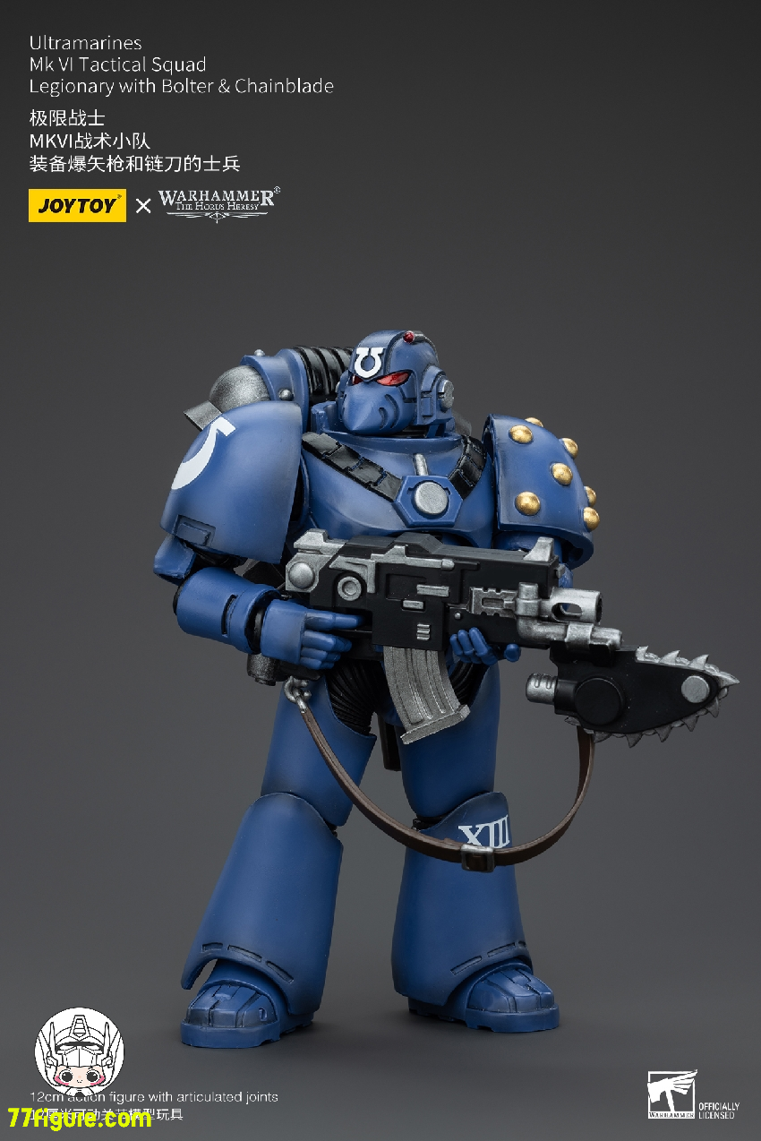 【品切れ】ジョイトイ JoyToy Source 1/18 『ウォーハンマー ホルスの異端』ウルトラマリーンズ MK VI 戦術部隊軍団兵 ボルター&チェーンブレード付き 塗装済み可動フィギュア