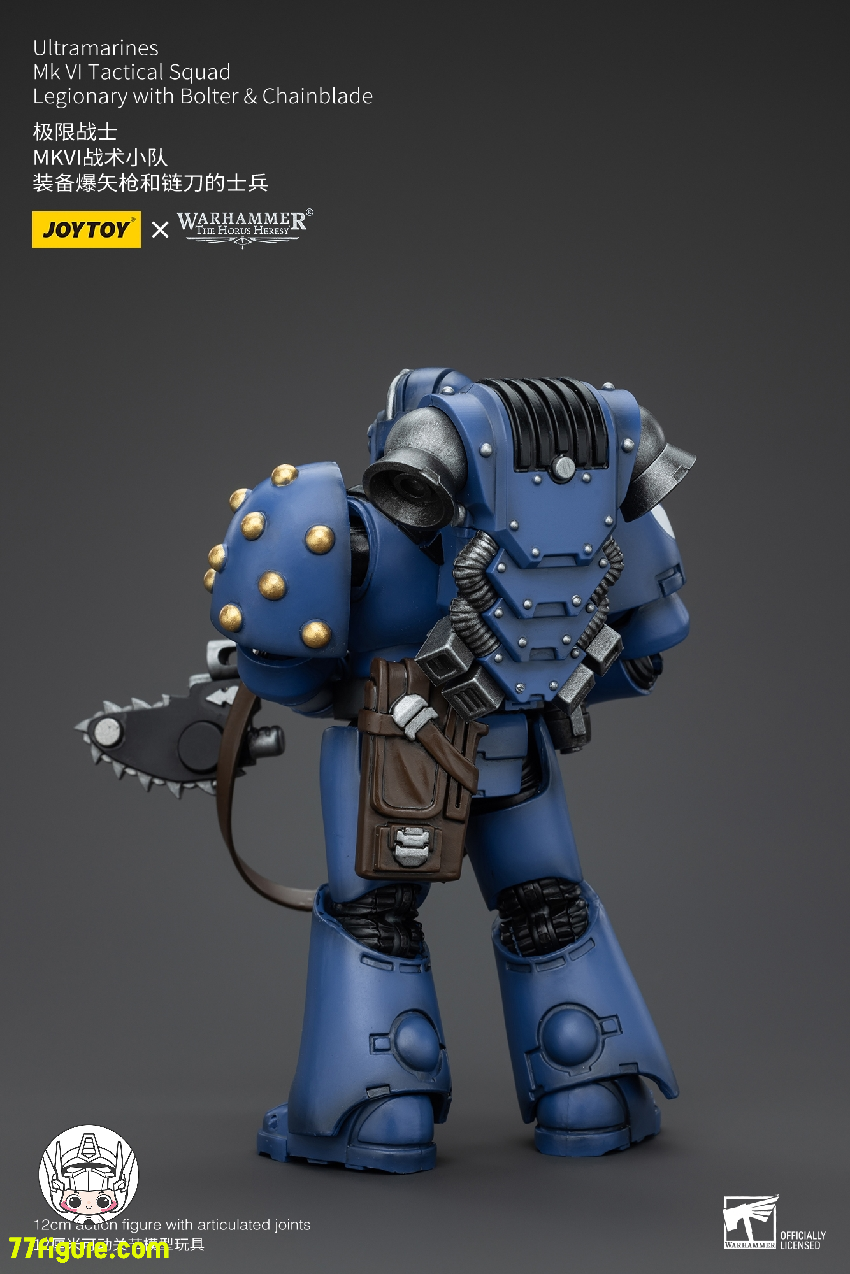 【品切れ】ジョイトイ JoyToy Source 1/18 『ウォーハンマー ホルスの異端』ウルトラマリーンズ MK VI 戦術部隊軍団兵 ボルター&チェーンブレード付き 塗装済み可動フィギュア