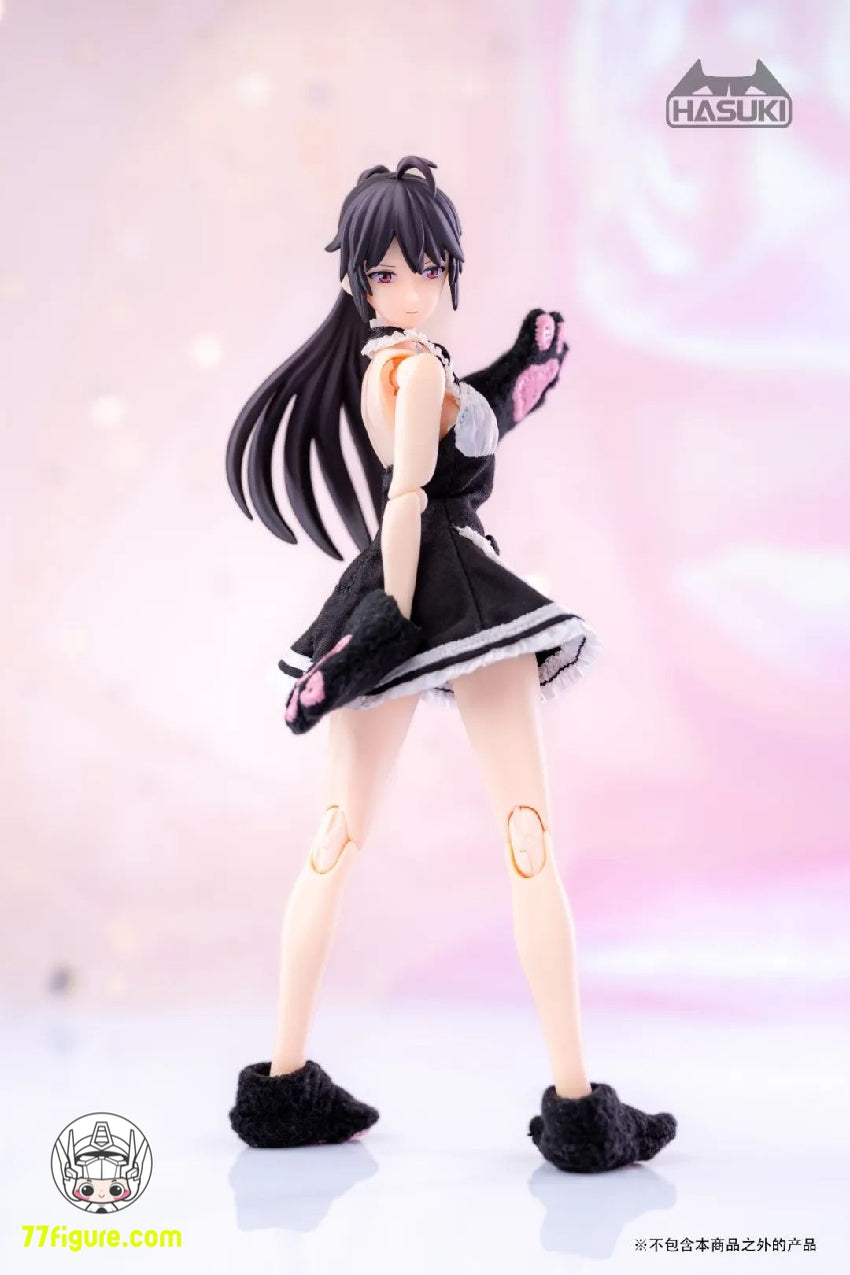 【品切れ】HASUKI 1/12 CS011 アクションフィギュア用(黒) 猫の足の手袋 &靴 セット