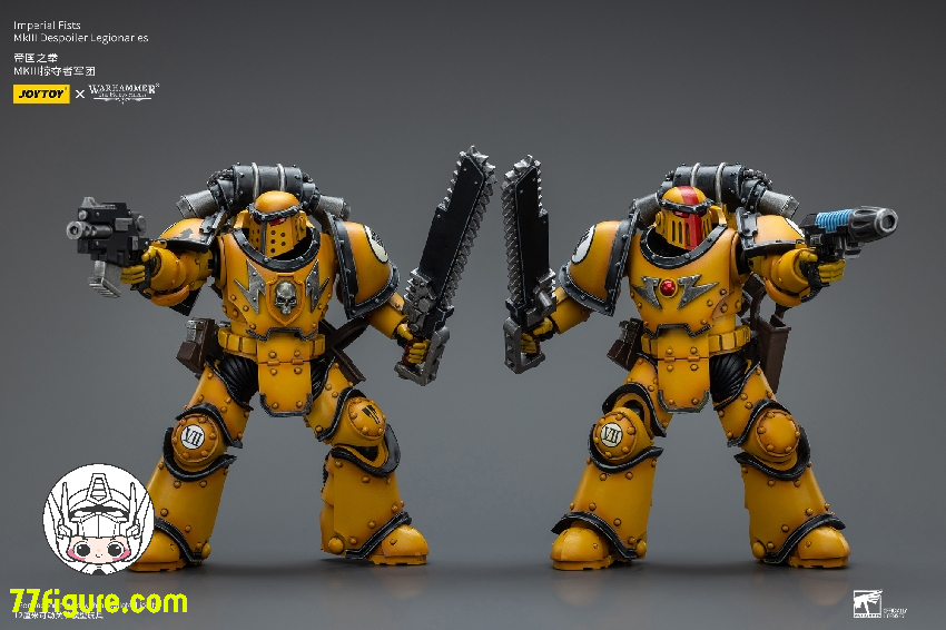 【品切れ】ジョイトイ JoyToy Source 1/18 『ウォーハンマー40K:ホルスの大逆』インペリアルフィスト MkIII軍団デスポイラー分隊 2体セット 塗装済み可動フィギュア