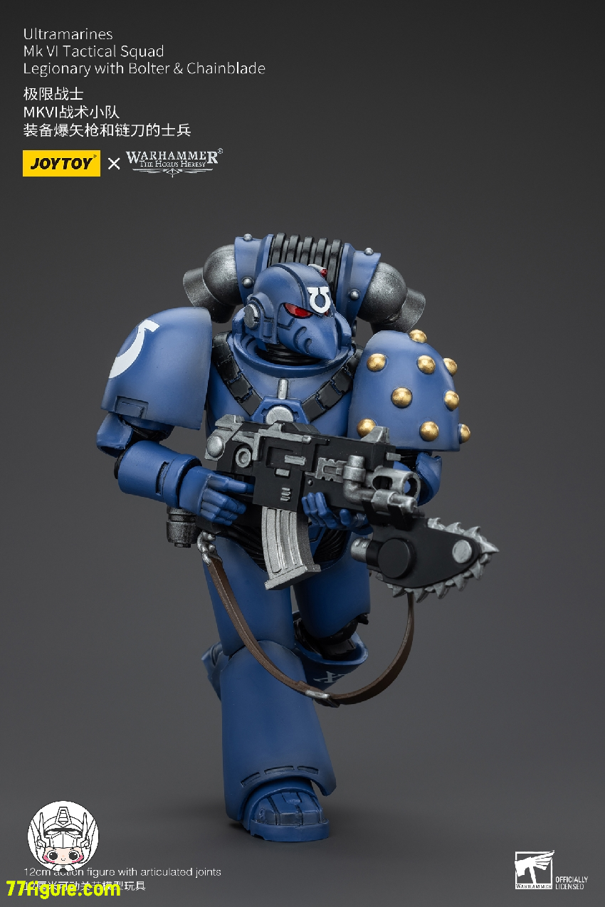 【品切れ】ジョイトイ JoyToy Source 1/18 『ウォーハンマー ホルスの異端』ウルトラマリーンズ MK VI 戦術部隊軍団兵 ボルター&チェーンブレード付き 塗装済み可動フィギュア
