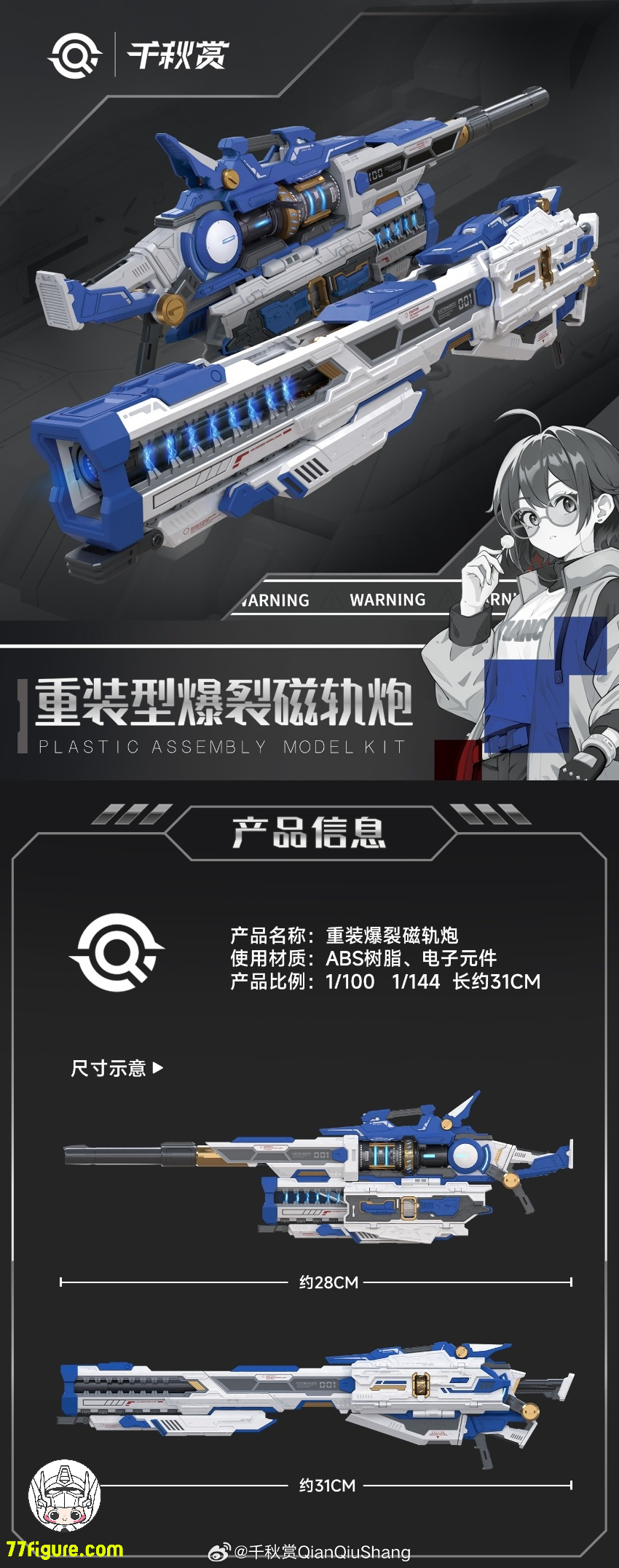 【予約商品】千秋賞 1/100 重装型バーストレールガン アクセサリーパック 2.0版 ブルー