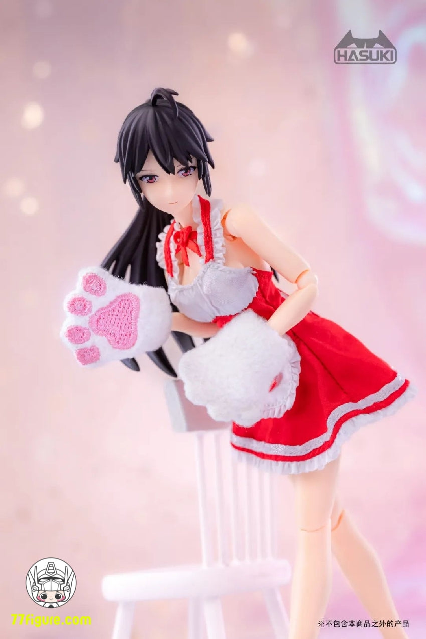 【品切れ】HASUKI 1/12 CS011 アクションフィギュア用(ホワイト) 猫の足の手袋 &靴 セット