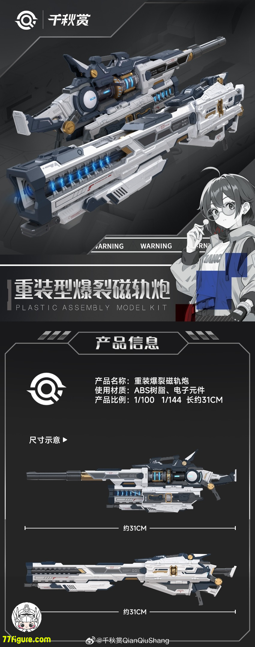 【予約商品】千秋賞 1/100 重装型バーストレールガン アクセサリーパック 2.0版 ブラック