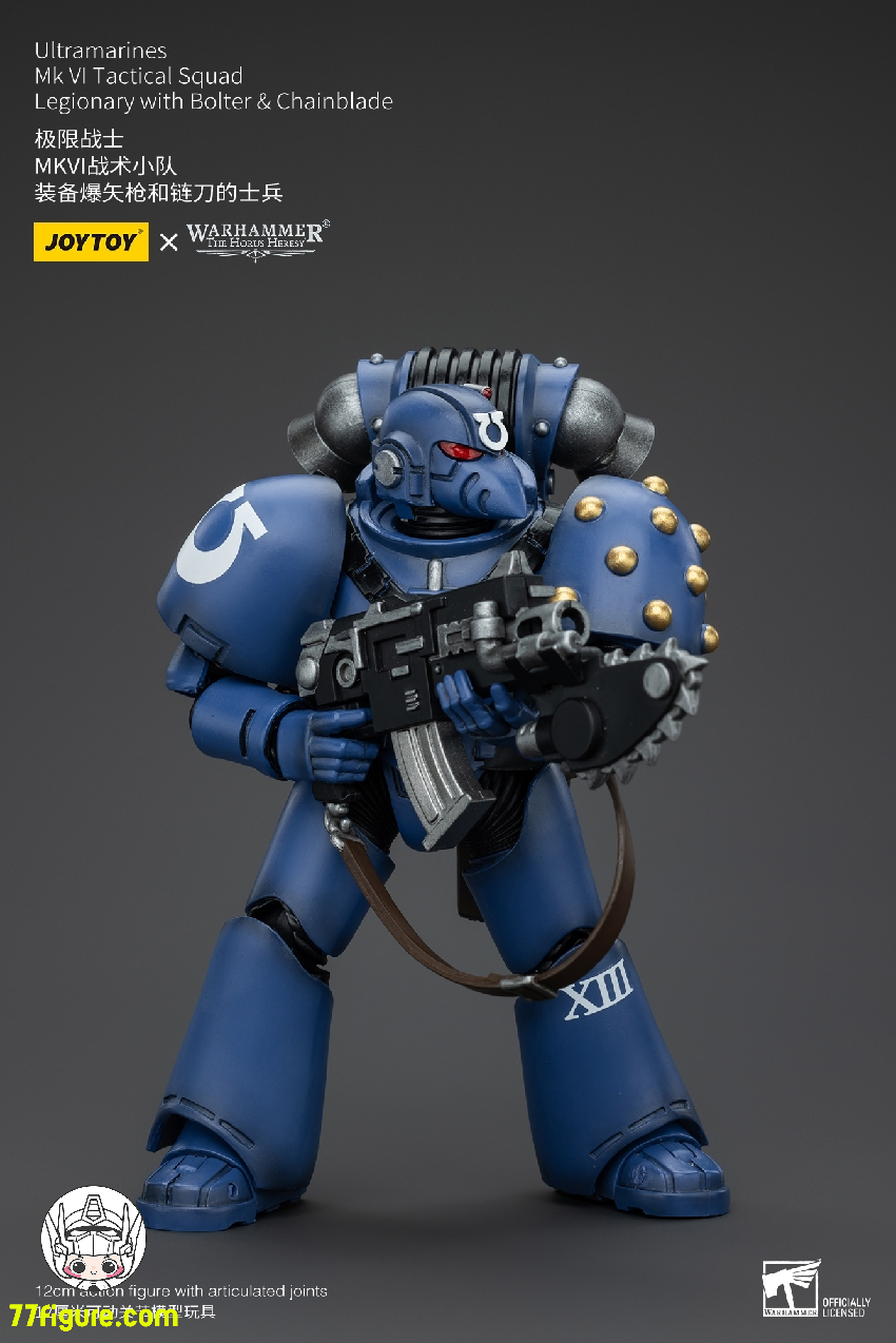 【品切れ】ジョイトイ JoyToy Source 1/18 『ウォーハンマー ホルスの異端』ウルトラマリーンズ MK VI 戦術部隊軍団兵 ボルター&チェーンブレード付き 塗装済み可動フィギュア