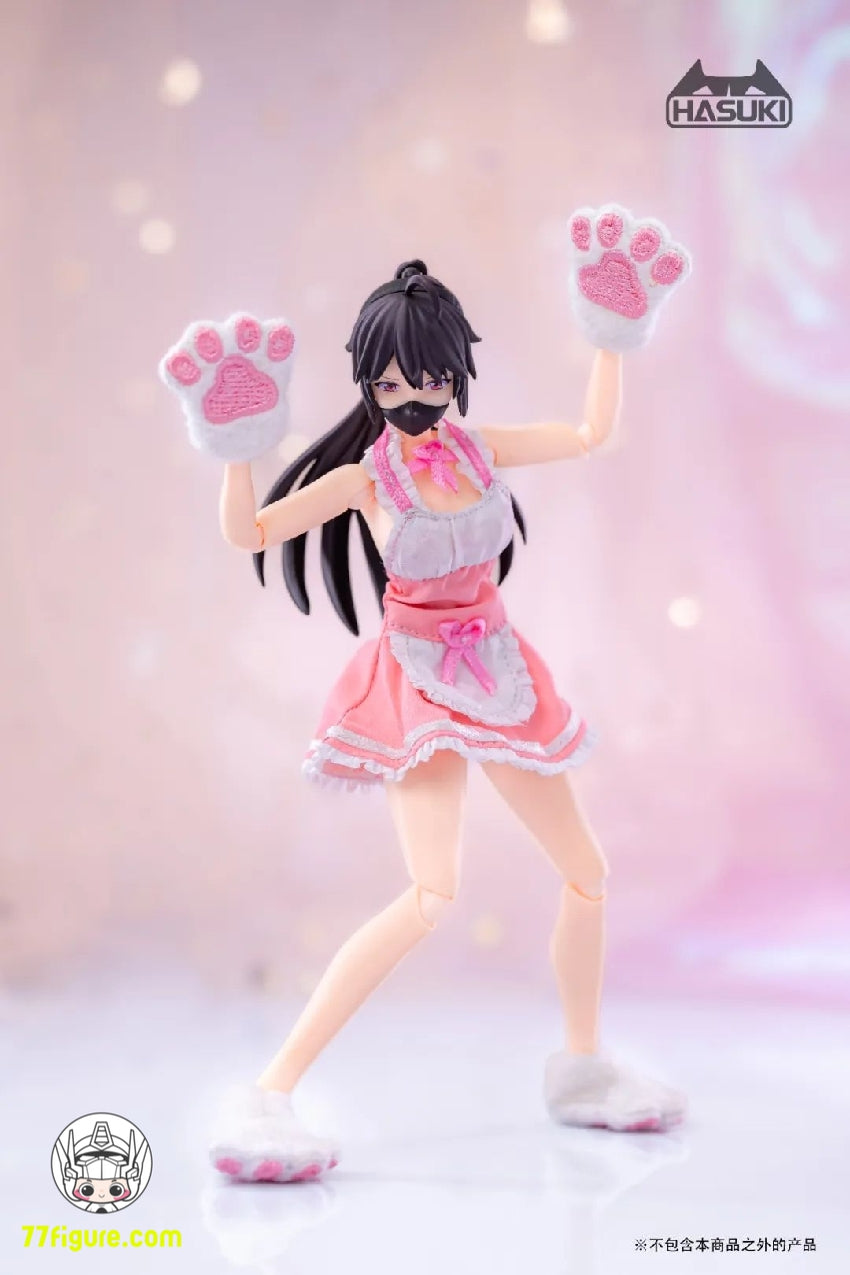【品切れ】HASUKI 1/12 CS011 アクションフィギュア用(ホワイト) 猫の足の手袋 &靴 セット