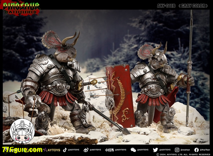 【先行販売】Axytoys 1/12 AXY-011B 『ダイナソー・バトルフィールド』トリケラトプス レギオン グレー 豪華版 塗装済み可動フィギュア
