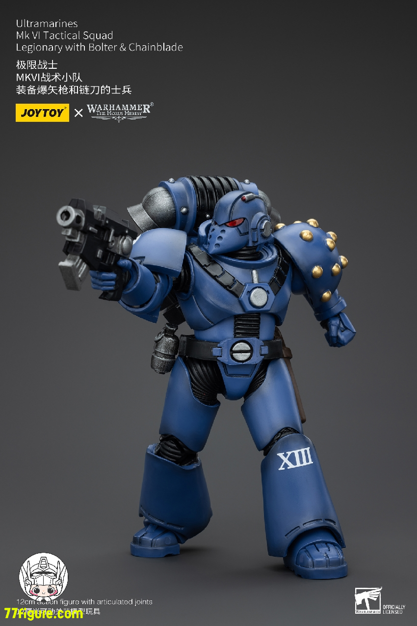【品切れ】ジョイトイ JoyToy Source 1/18 『ウォーハンマー ホルスの異端』ウルトラマリーンズ MK VI 戦術部隊軍団兵 ボルター&チェーンブレード付き 塗装済み可動フィギュア