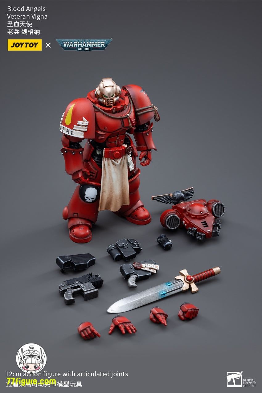 【品切れ】ジョイトイ JoyToy Source 1/18『ウォーハンマー40K』ブラッド エンジェルス ベテラン・ヴィグナ 塗装済み可動フィギュア