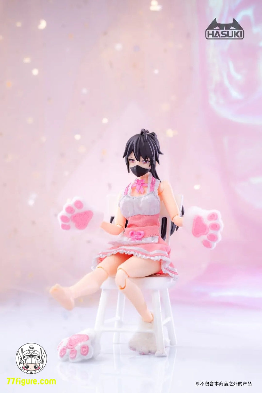 【品切れ】HASUKI 1/12 CS011 アクションフィギュア用(ホワイト) 猫の足の手袋 &靴 セット