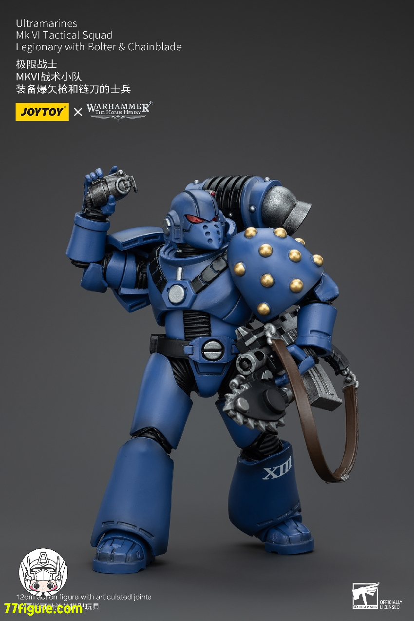 【品切れ】ジョイトイ JoyToy Source 1/18 『ウォーハンマー ホルスの異端』ウルトラマリーンズ MK VI 戦術部隊軍団兵 ボルター&チェーンブレード付き 塗装済み可動フィギュア