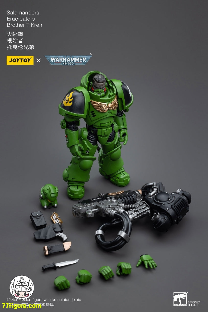 【品切れ】ジョイトイ JoyToy Source 1/18 『ウォーハンマー40K』サラマンダー 根絶者 ブラザー・トゥクレン 塗装済み可動フィギュア