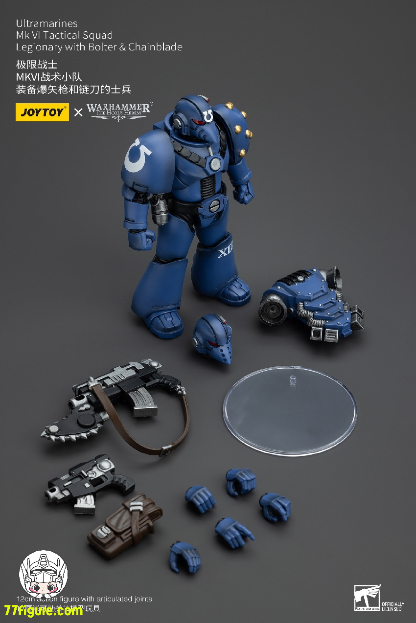 【品切れ】ジョイトイ JoyToy Source 1/18 『ウォーハンマー ホルスの異端』ウルトラマリーンズ MK VI 戦術部隊軍団兵 ボルター&チェーンブレード付き 塗装済み可動フィギュア