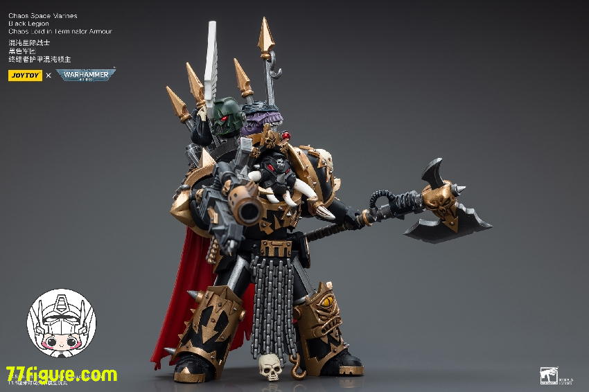 【品切れ】ジョイトイ JoyToy Source 1/18 『ウォーハンマー40K』カオス・スペース マリーンズ ブラック レギオン カオス ロード ターミネーター アーマー 塗装済み可動フィギュア
