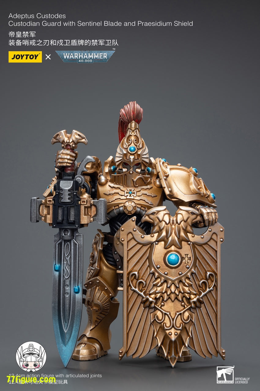 【品切れ】ジョイトイ JoyToy Source 1/18 『ウォーハンマー40K』アデプタス・カストーデス・カストディアン・ガード - センチネル ブレードとガード シールド付き 塗装済み可動フィギュア