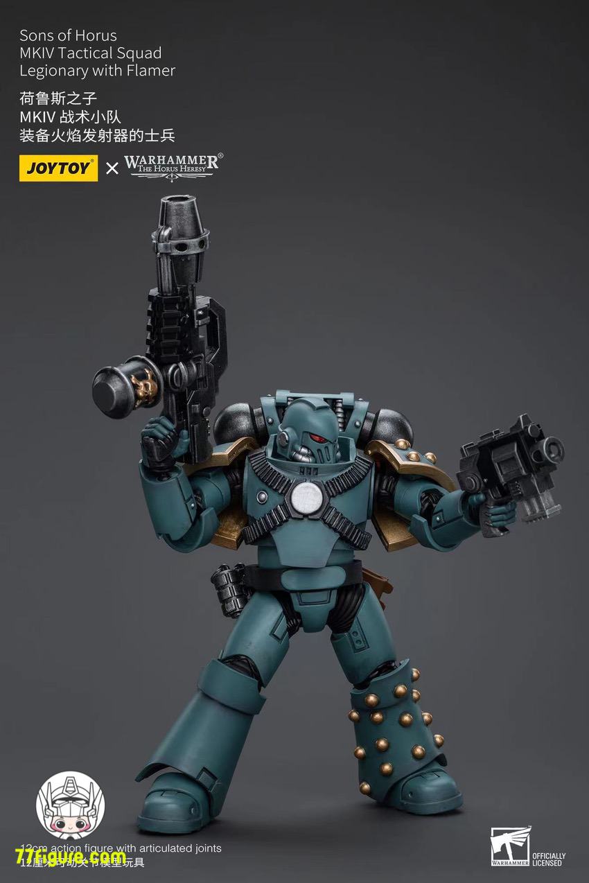 【品切れ】ジョイトイ JoyToy Source 1/18 『ウォーハンマー ホルスの異端』ホルスの息子たち MKIV 戦術分隊軍団兵 フレイマー付き 塗装済み可動フィギュア