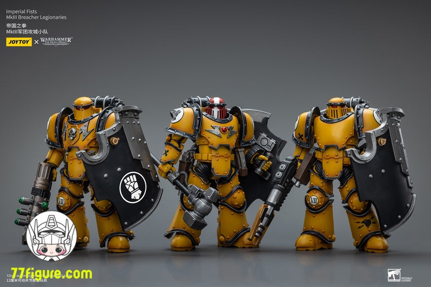 【品切れ】ジョイトイ JoyToy Source 1/18 『ウォーハンマー40K』インペリアル フィスト レギオン MkIII ブリーチャー分隊 三体セット 塗装済み可動フィギュア