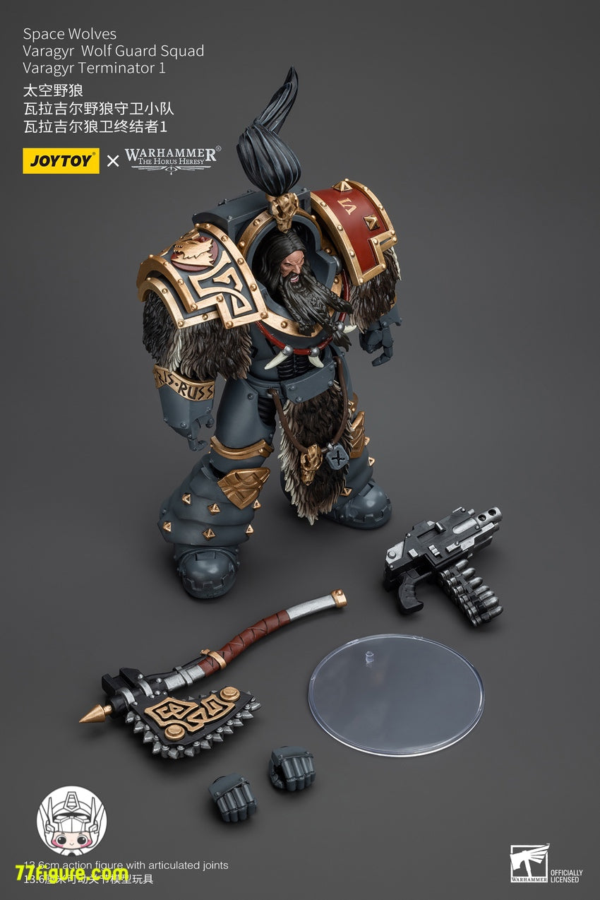 【品切れ】ジョイトイ JoyToy Source 1/18 『ウォーハンマー ホルスの異端』スペース ウルブズ ヴァラージール ウルフ ガード分隊ヴァラージール ターミネーター 1 塗装済み可動フィギュア
