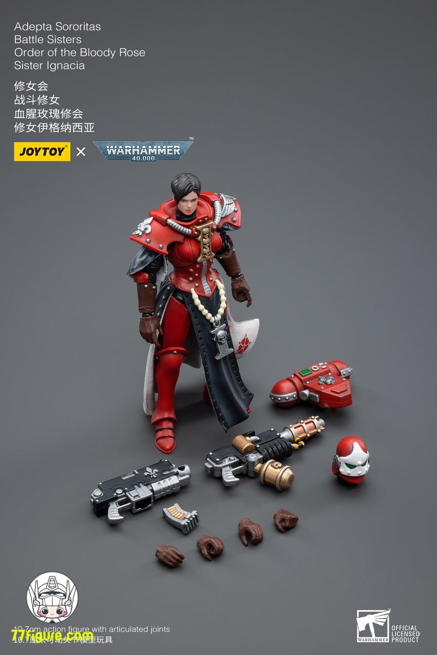【品切れ】ジョイトイ JoyToy Source 1/18 『ウォーハンマー40K』アデプタ ソロリタス バトル シスターズ ブラッディ ローズシスター イグナシア 塗装済み可動フィギュア