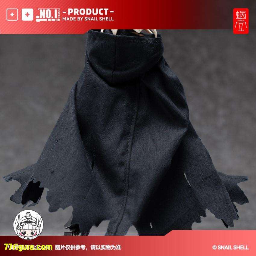 【品切れ】蝸之殻(スネイルシェル) 黒いフード付き戦術ケープ 1/10&1/12スケールアクションフィギュア用衣装