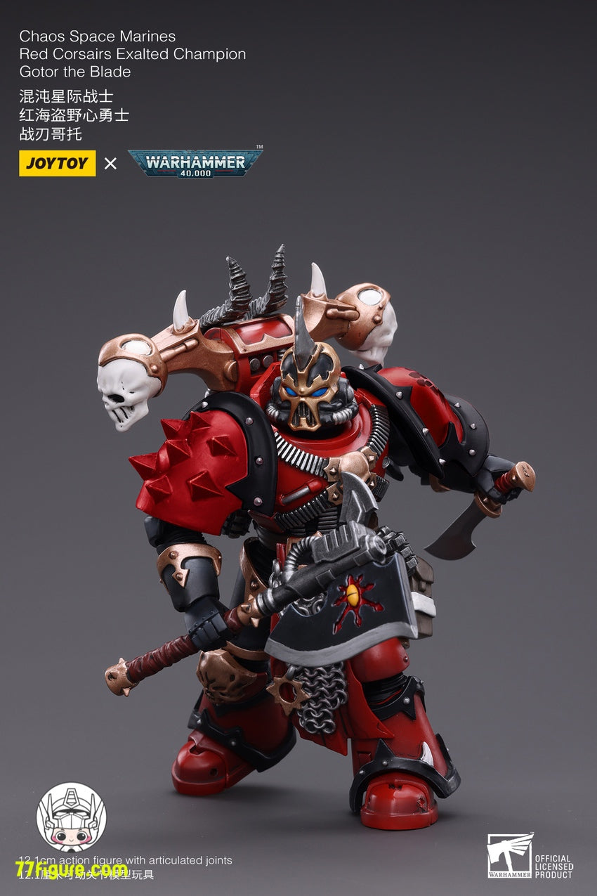 【品切れ】ジョイトイ JoyToy Source 1/18 『ウォーハンマー40K』カオス スペースマリーン レッド コルセア エグザルト チャンピオン ゴトー ザ ブレイド 塗装済み可動フィギュア