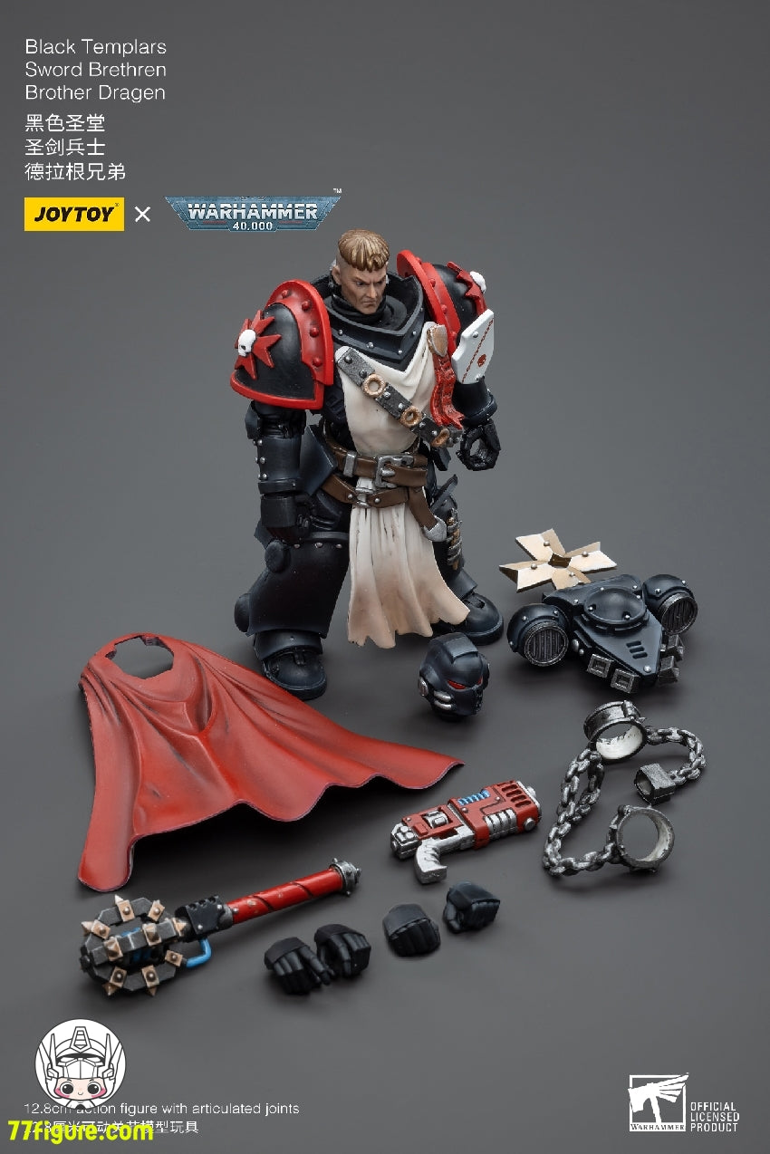【品切れ】ジョイトイ JoyToy Source 1/18 『ウォーハンマー40K』ブラック テンプラー ソード ブラザレン ブラザー ドラゲン 塗装済み可動フィギュア