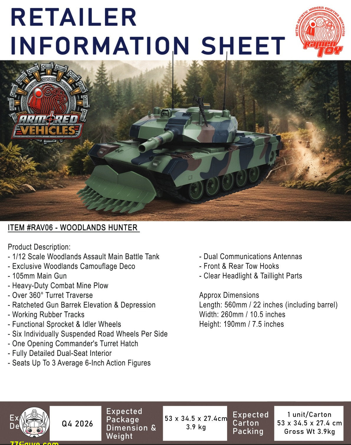 【予約商品】Ramen Toy 1/12 RAV06 ウッドランズ・ハンター 突撃主力戦車