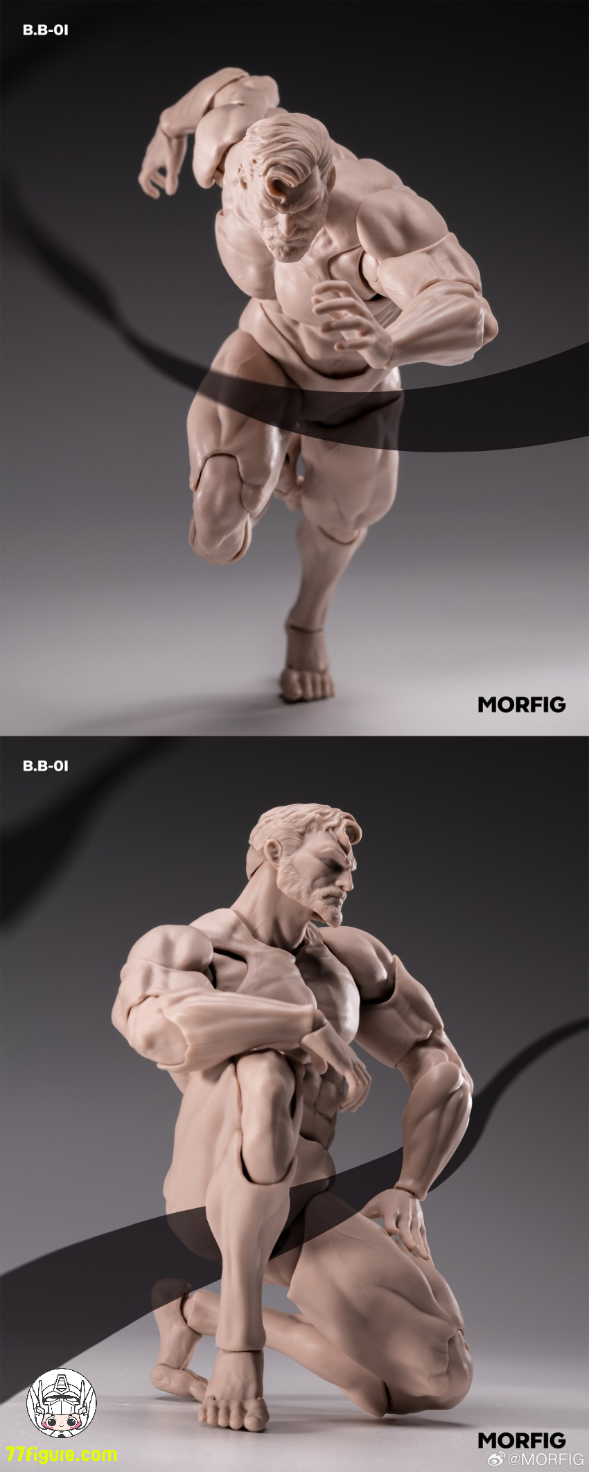 【先行販売】Morfig 1/12 男性ボディ素体Beta型：戦士 ホワイトスキンVer. 塗装済み可動フィギュア