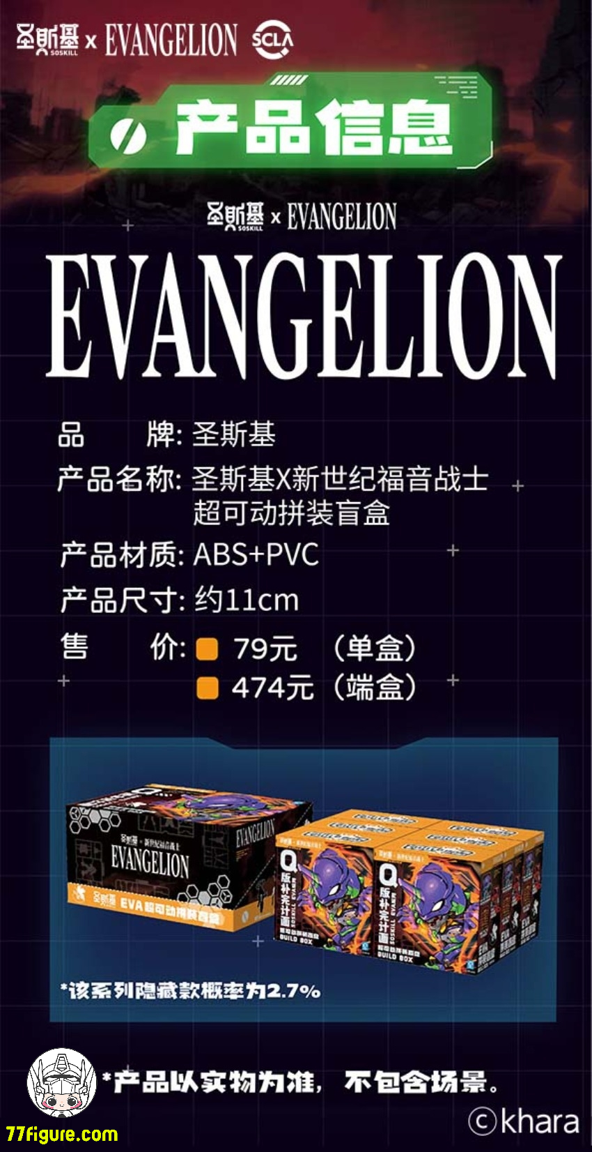 【予約商品】SOSKILL X 新世紀エヴァンゲリオン SSK-EVA-01 ブラインドボックス（全6種セット） プラモデル