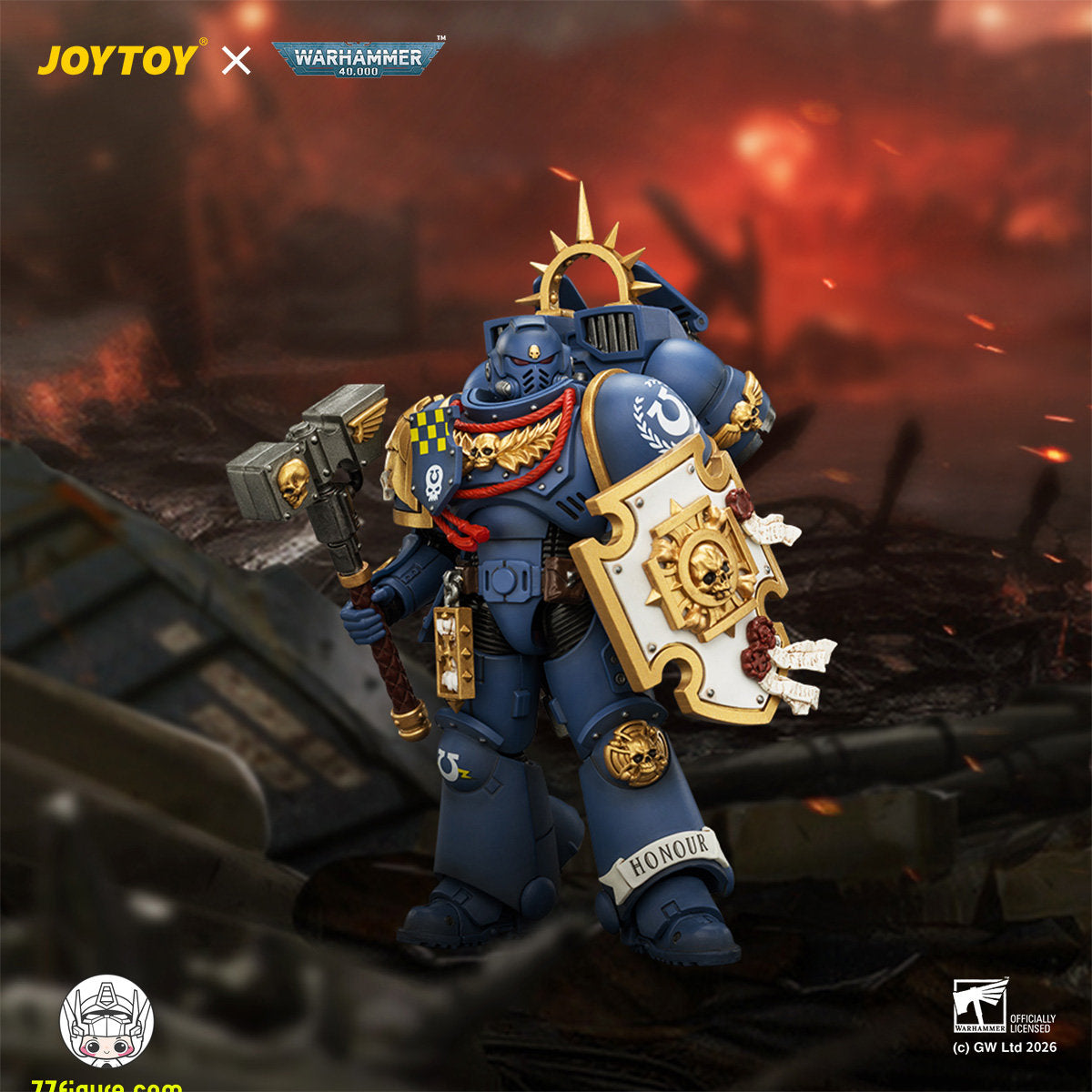 【予約商品】ジョイトイ JoyToy Source 1/18『ウォーハンマー40K』ウルトラマリーンズ キャプテン ジャンプパック、レリックシールド付き 塗装済み可動フィギュア