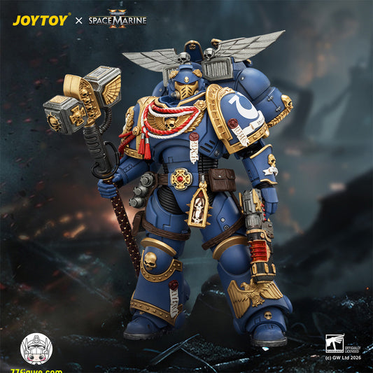 【予約商品】ジョイトイ JoyToy Source 1/18『ウォーハンマー40K』ウルトラマリーンズ アサルト・インターセッサー ジャンプパック、サンダーハンマー、ネオボルカイト・ピストル付き 塗装済み可動フィギュア