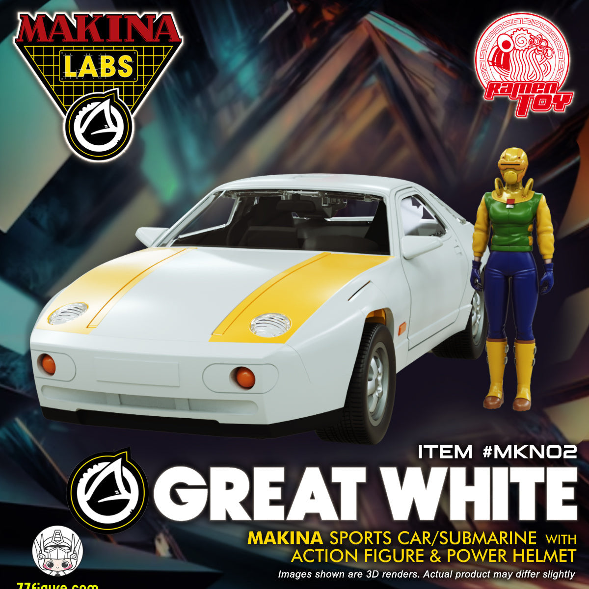 【予約商品】Ramen Toy MKN02 Makina Labs グレートホワイト スポーツカー／潜水艦 塗装済み可動フィギュア