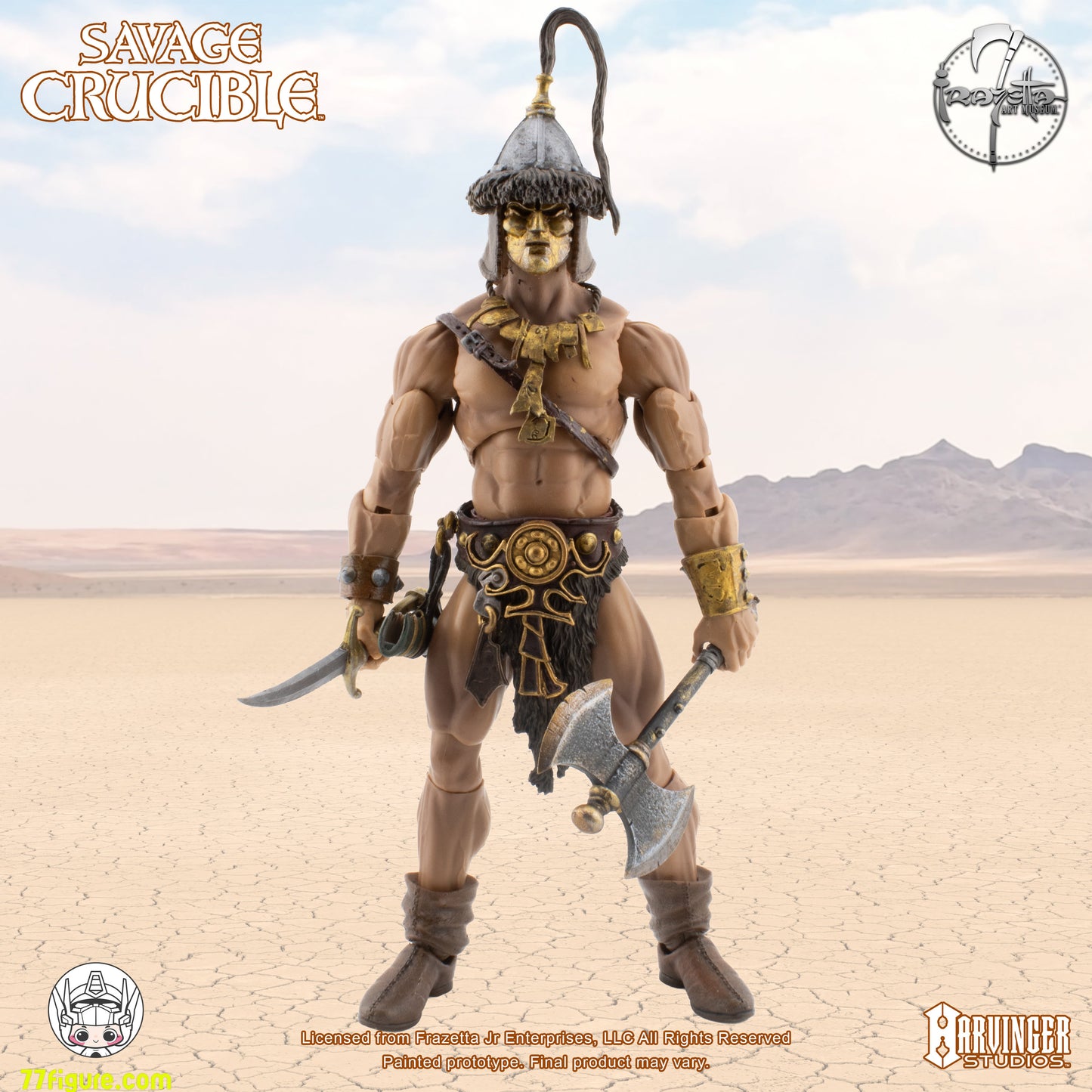 【予約商品】Harvinger Studios 1/12 サベージ・クルーシブル クブラ・カーン フラゼッタ 塗装済み可動フィギュア