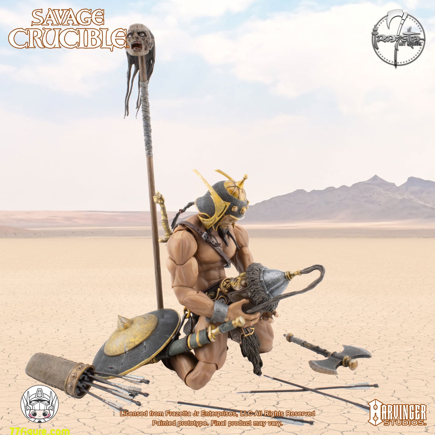 【予約商品】Harvinger Studios 1/12 サベージ・クルーシブル クブラ・カーン フラゼッタ 塗装済み可動フィギュア