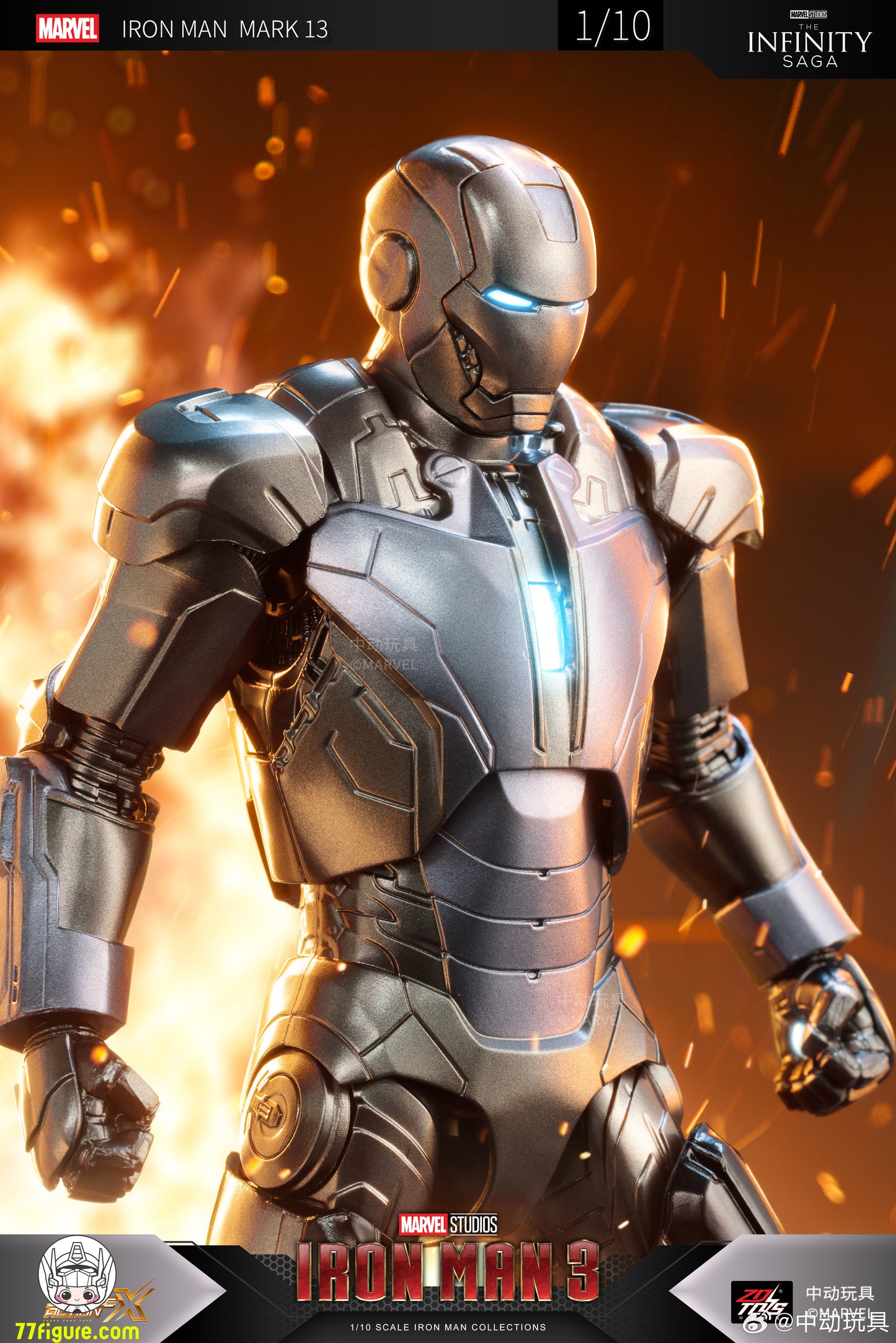 【予約商品】ZT Toys 1/10 Iron Man 3 MK13 塗装済みフィギュア