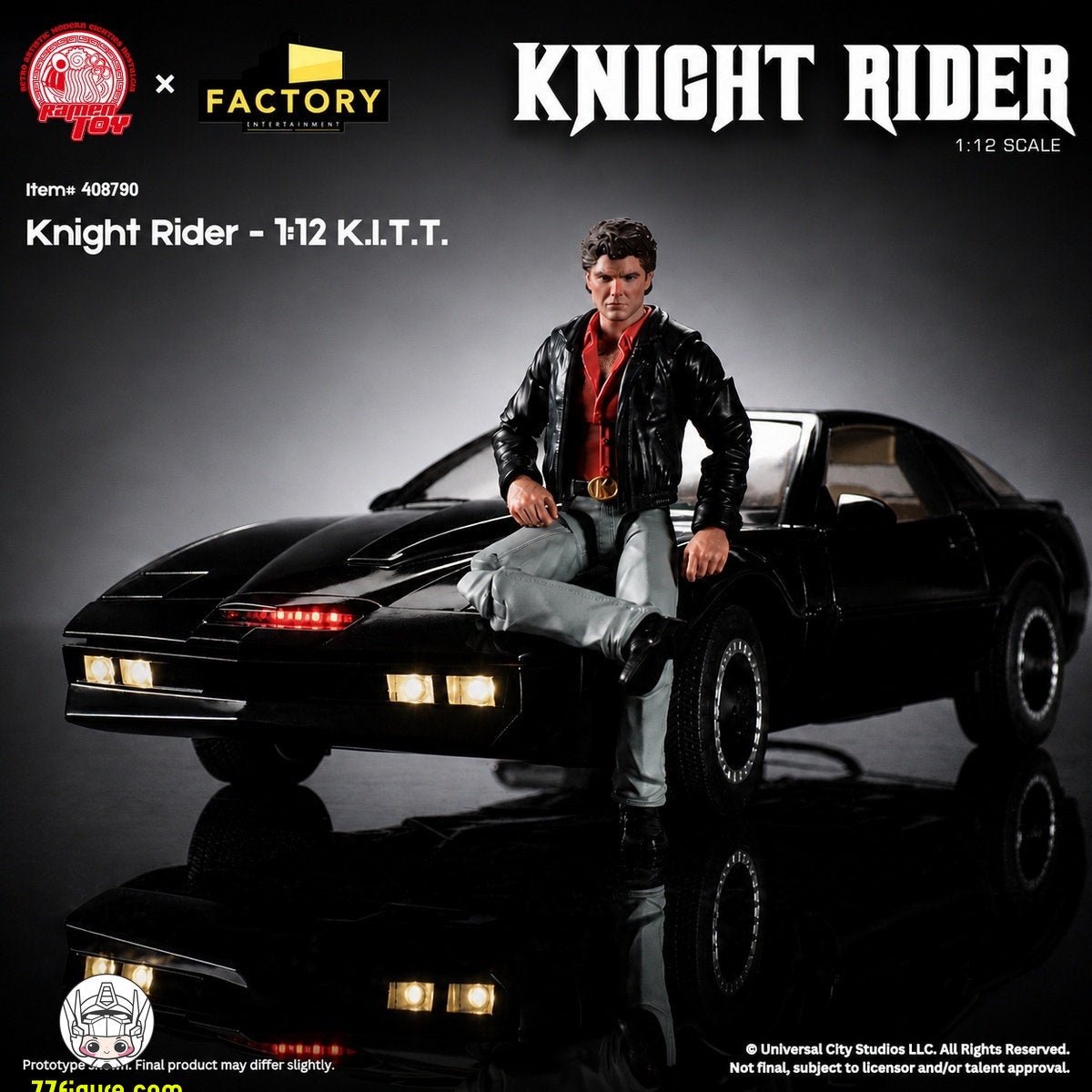 【予約商品】Ramen Toy 1/12 公式ライセンス ナイトライダー マイケル・ナイト＆KITT 塗装済み可動フィギュア