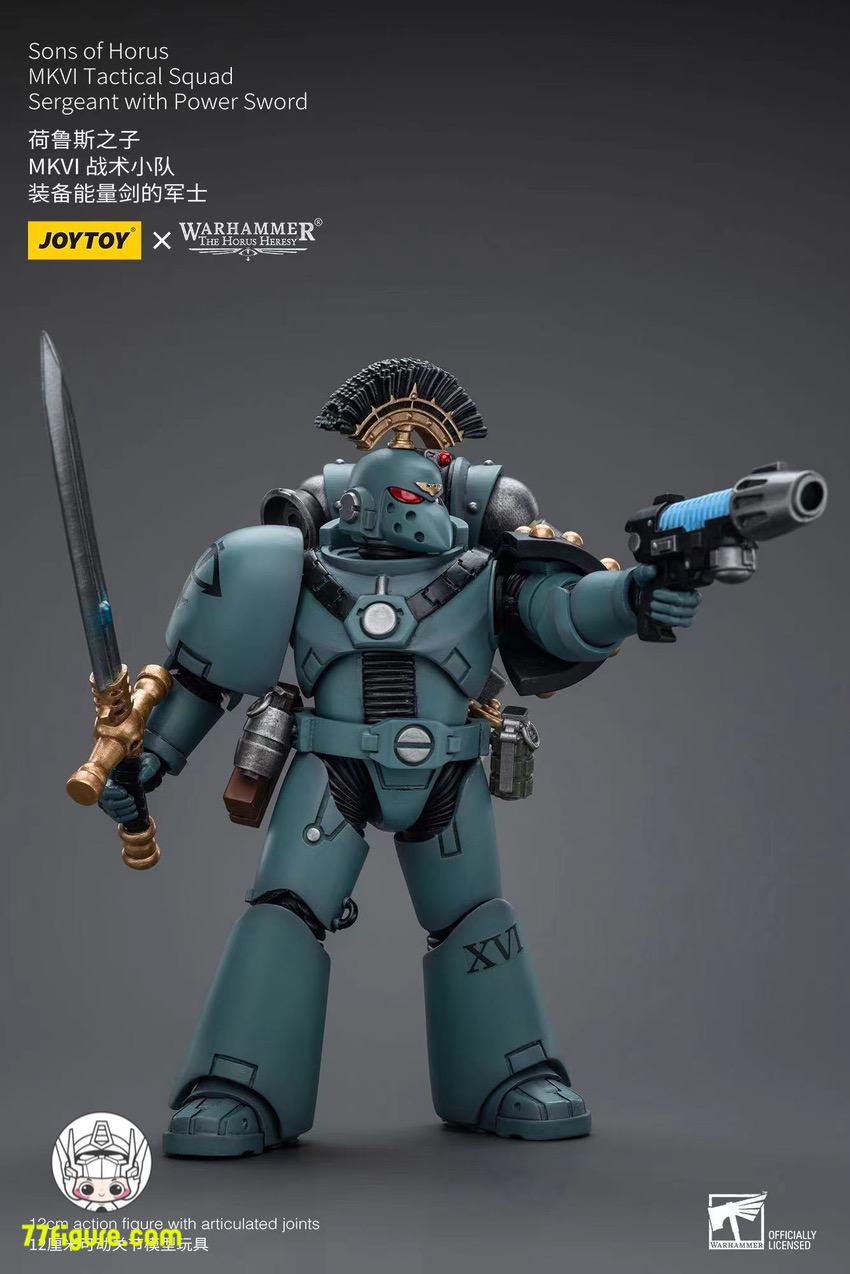 【品切れ】ジョイトイ JoyToy Source 1/18 『ウォーハンマー ホルスの異端』ホルスの息子たち MKVI 戦術分隊軍曹 パワーソード付き 塗装済み可動フィギュア