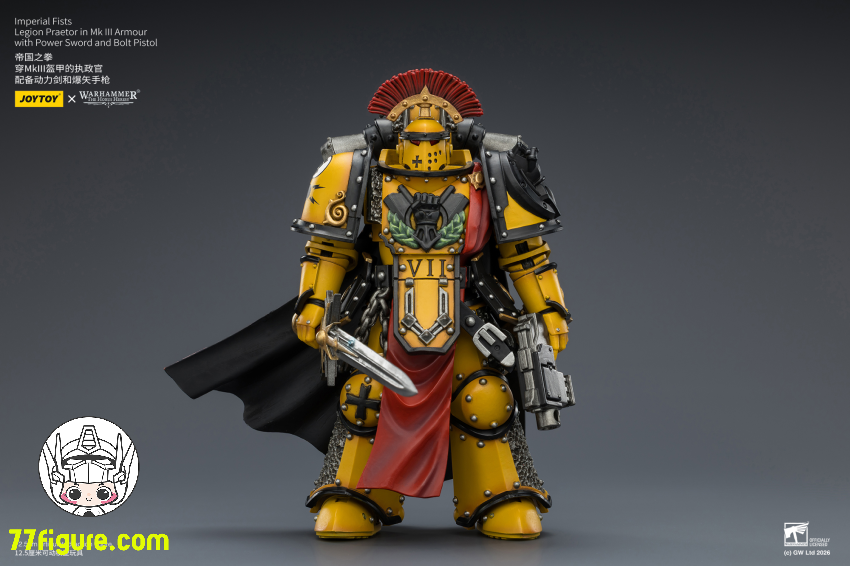 ジョイトイ JoyToy Source 1/18『ウォーハンマー ホルスの異端』インペリアル・フィスト レギオン・プラエトール Mk IIIアーマー パワーソード＆ボルトピストル 塗装済み可動フィギュア