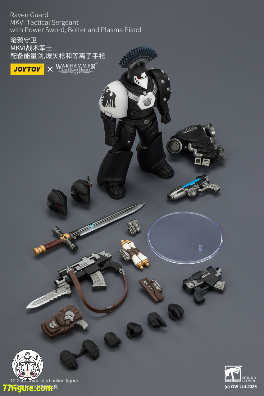 【予約商品】ジョイトイ JoyToy Source 1/18『ウォーハンマー ホルスの異端』レイヴンガード MKVI タクティカル サージェント パワーソード ボルター プラズマピストル付き 塗装済み可動フィギュア