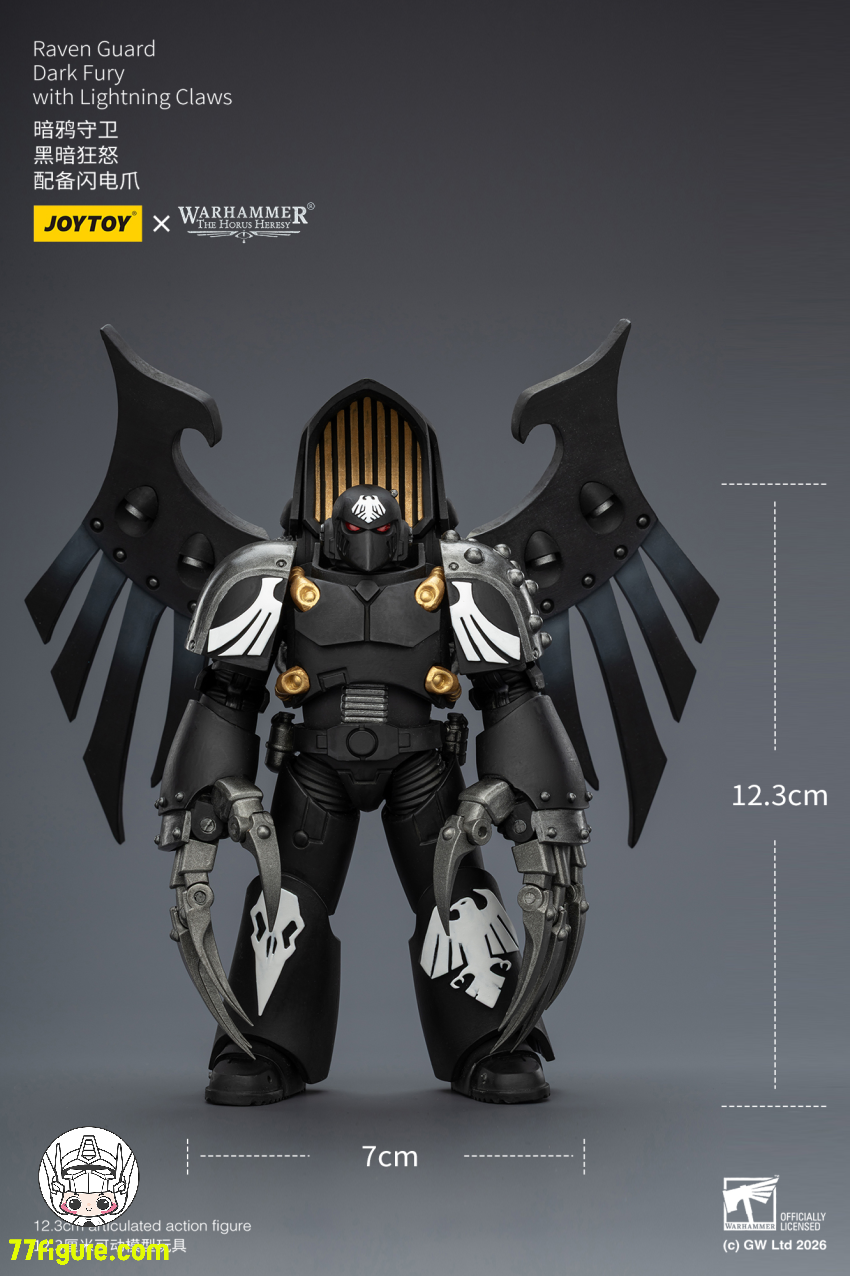 【品切れ】ジョイトイ JoyToy Source 1/18『ウォーハンマー ホルスの異端』レイヴンガード ダークフューリー ライトニングクロー付き 塗装済み可動フィギュア