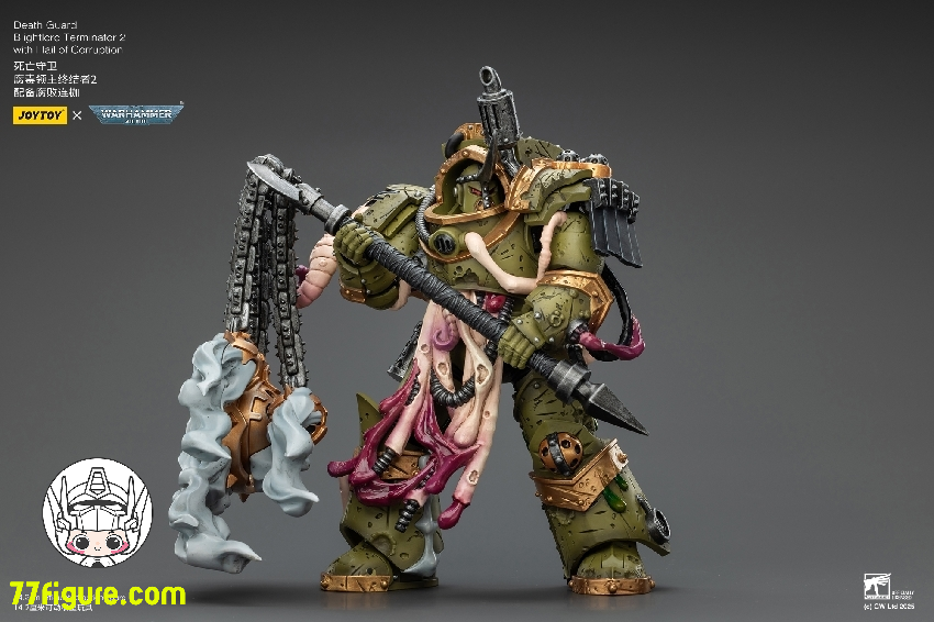 【品切れ】ジョイトイ JoyToy Source 1/18 『ウォーハンマー40K』デスガード ブライトロード ターミネーター2  コラプションのフレイル付き 塗装済み可動フィギュア