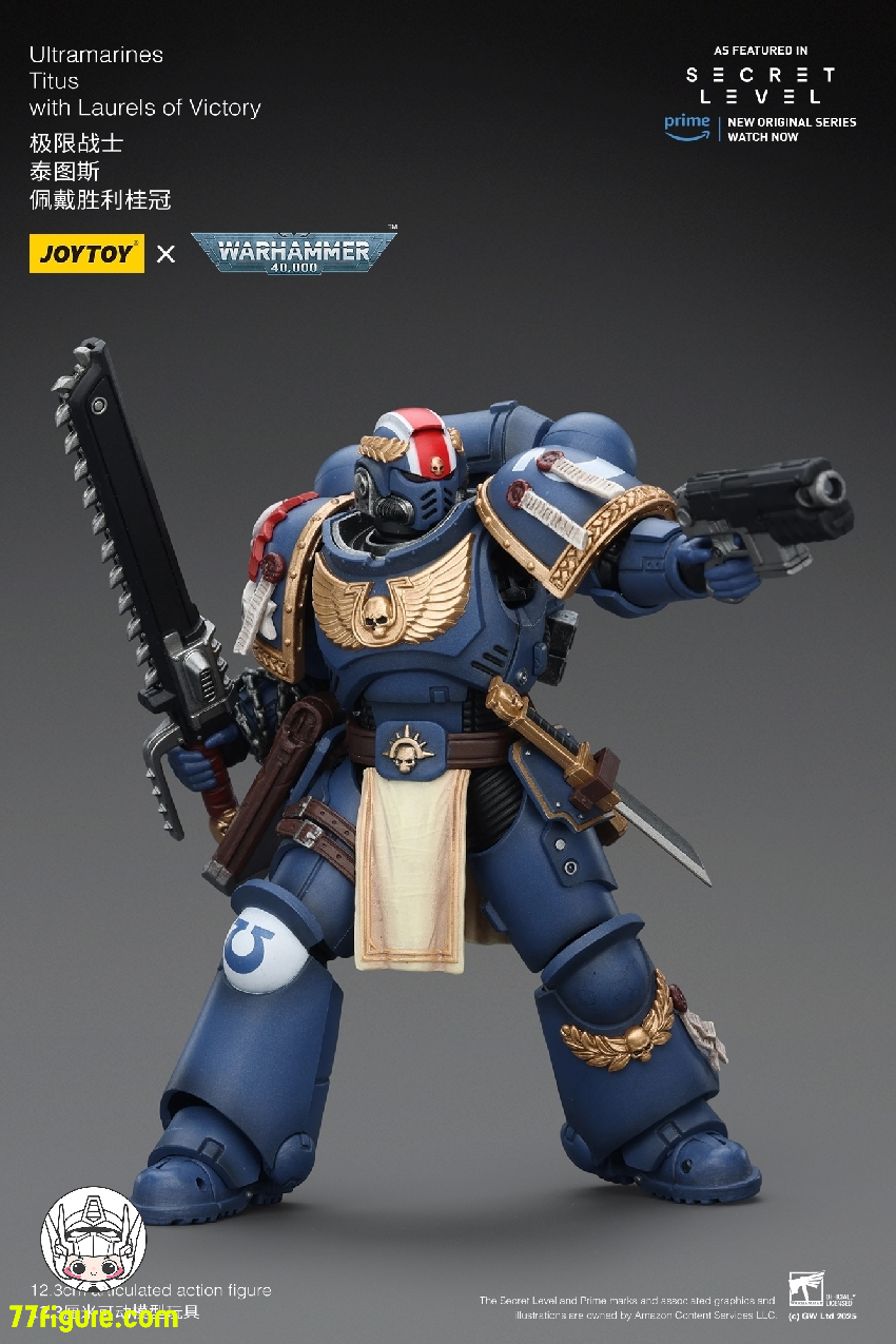 【品切れ】ジョイトイ JoyToy Source 1/18 『ウォーハンマー40K』ウルトラマリーンズ タイタス ローレルズ オブ ヴィクトリー付き 塗装済み可動フィギュア