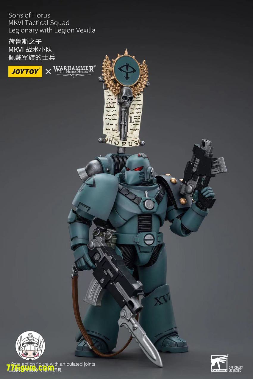 【品切れ】ジョイトイ JoyToy Source 1/18 『ウォーハンマー ホルスの異端』ホルスの息子たち MKVI 戦術分隊軍団兵 レギオンベクシラ付き 塗装済み可動フィギュア